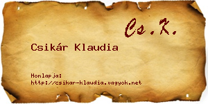 Csikár Klaudia névjegykártya